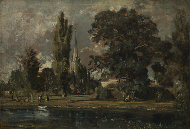 A painting by Constable entitled 'Salisbury Cathedral and Leadenhall from the river Avon'