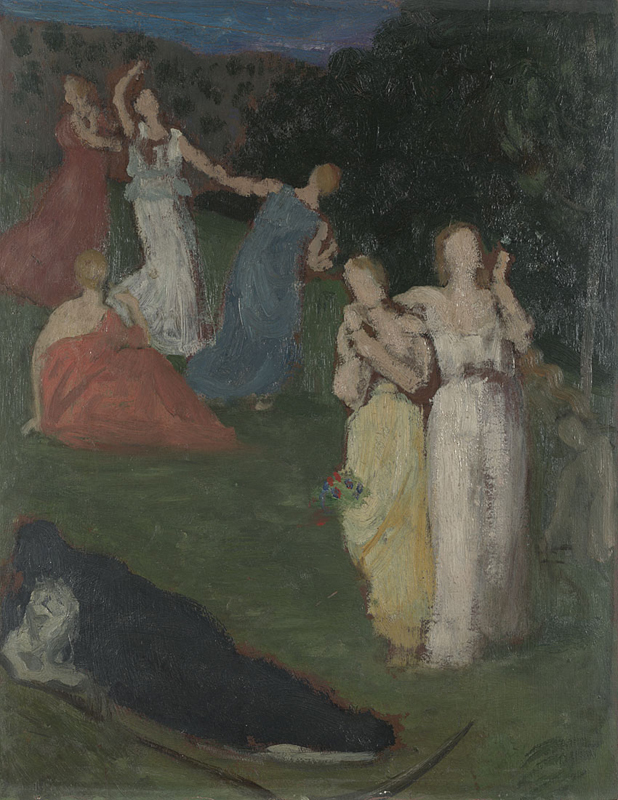 Painting entitled Death and the Maidens by Chevannes, made before 1872