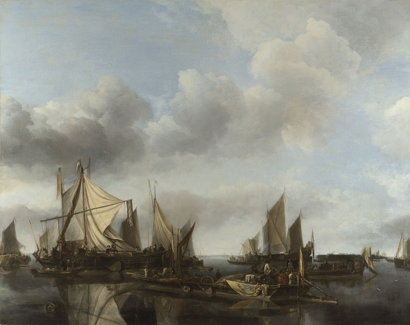 Painting of a ferry scene