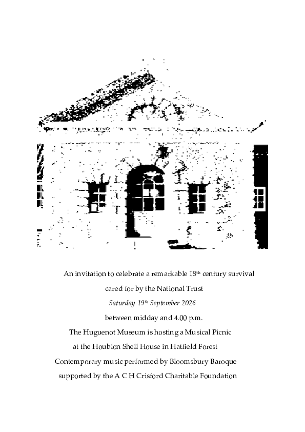 Illustration and details of the concert at the Shell House in Hatfield Forest
