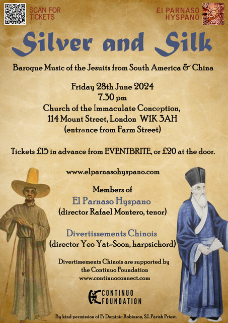 Poster describing a performance of Jesuit music in China and South America